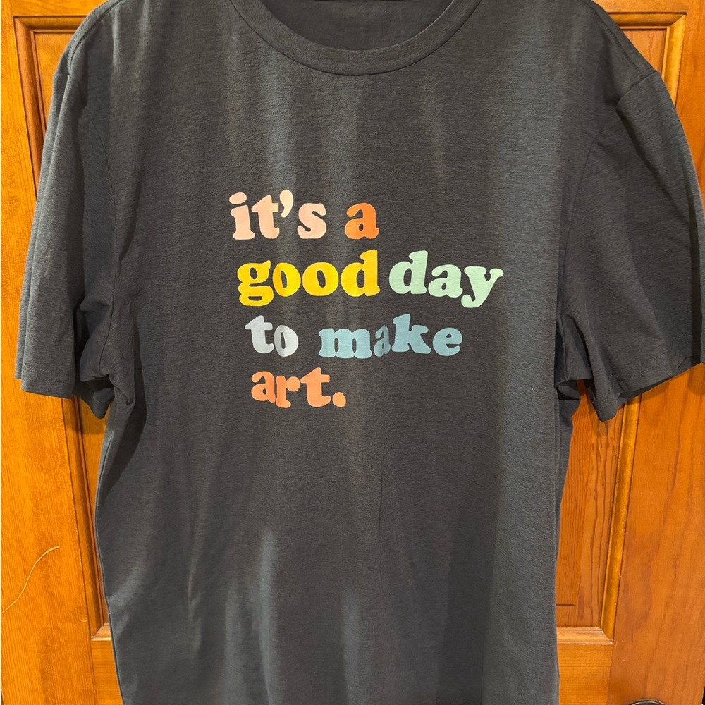 Black Graphic T-Shirt with Colorful Text